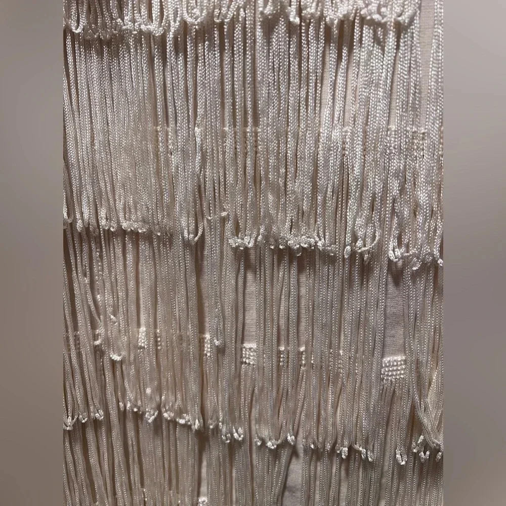 American Eagle Mini Fringe Sleeveless Cream Dress size 10 - Picture 4 of 8